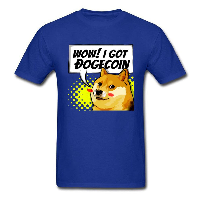 I Got Dogecoin Doge Meme T-shirt Funny Mens Clothing Black Tops Cotton Tees Man No Fade T Shirt Boyfriend Gift Tshirts