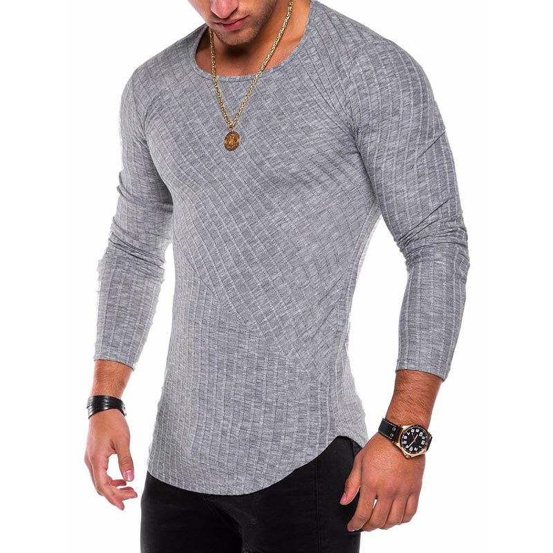 Suéter ajustado de S-4XL de talla grande para hombre, jersey de punto fino con cuello redondo para primavera y otoño 2021, jerséis informales sólidos para hombre, jerséis para hombre