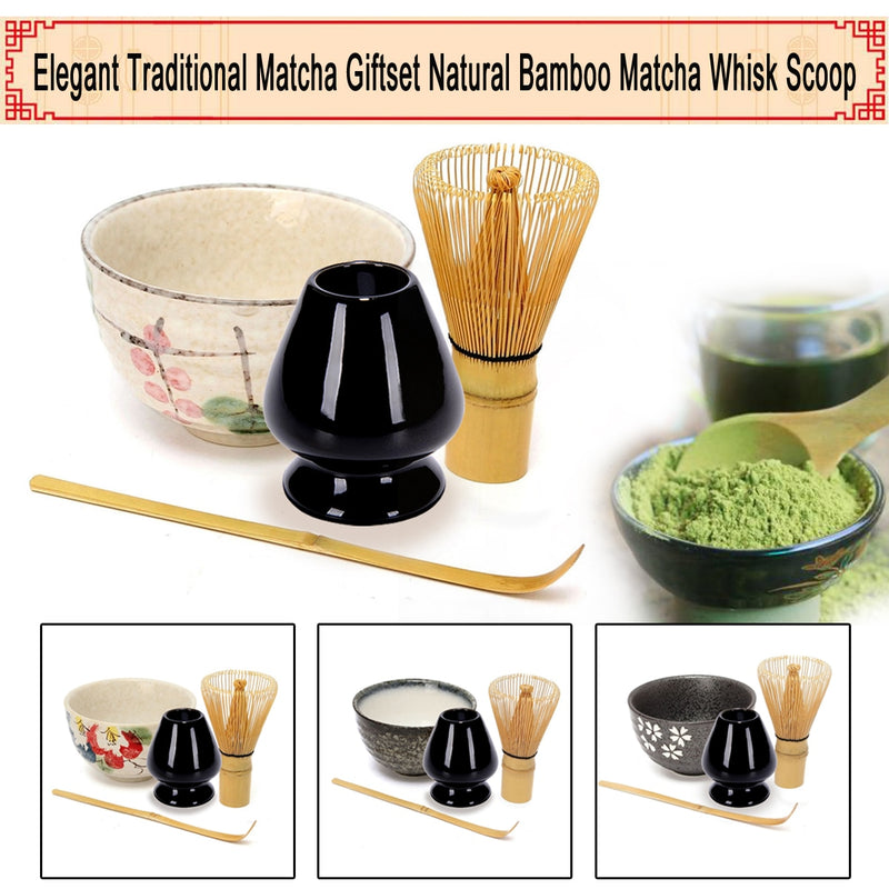 Servicio de té Bambú Natural Matcha Té verde Polvo Batidor Cuchara Juego de cuencos de cerámica Ceremonia de té japonés