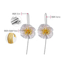 Lotus Fun Real 925 Sterling Silver 18K Gold Handmade Fine Jewelry Cute Blooming Poppies Flower Dangle Earrings for Women Brincos