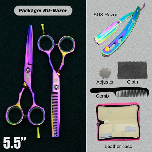 5.5" black hair scissors barber razor scissors hot scissors hair cut designs cheap hairdressing tools hair clipper kids scisors