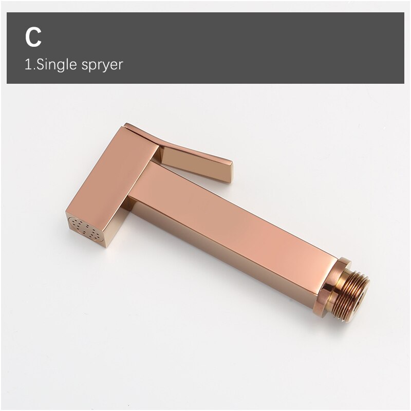 Solid Brass Rose Gold Hand Held Bidet Sprayer Square Toilet Shattaf Dual Single Copper Valve Douche Kit Shower Head AP2180