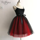 Gothic 7 Layers 65cm Mix Colors Tutu Tulle Skirt Women Streetwear High Waist Pleated Midi Skirts spudniczki jupe rokken faldas