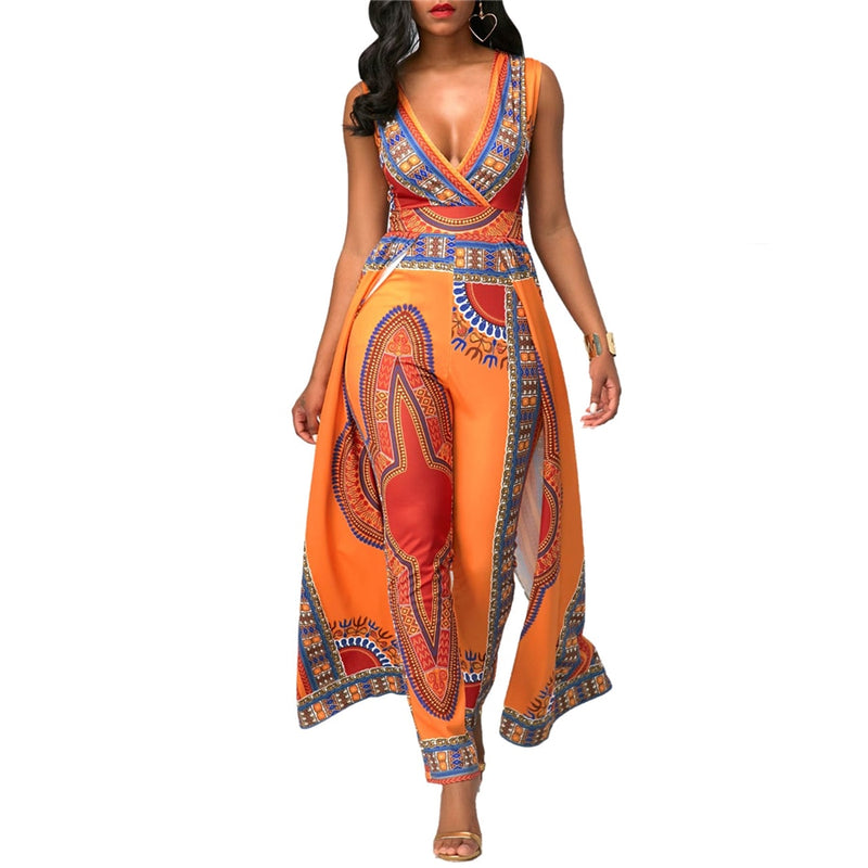 BAIBAZIN Afrikanische Kleider für Frauen Explosion Modelle Mode Herbst Positionierung Druck Orange Ethnische Hosen