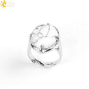 CSJA New Women Finger Rings Oval Natural Stone Cabochon Tiger Eye Opal Unakite Pink Quartz Lapis Lazuli Chakra Wedding Ring E583