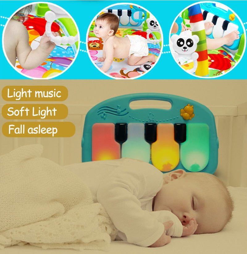 Baby-Spielmatte Kinderteppich Pädagogischer Puzzle-Teppich mit Klaviertastatur und niedlicher Tier-Spielmatte Baby-Gymnastik-Krabbel-Aktivitätsmatte Spielzeug