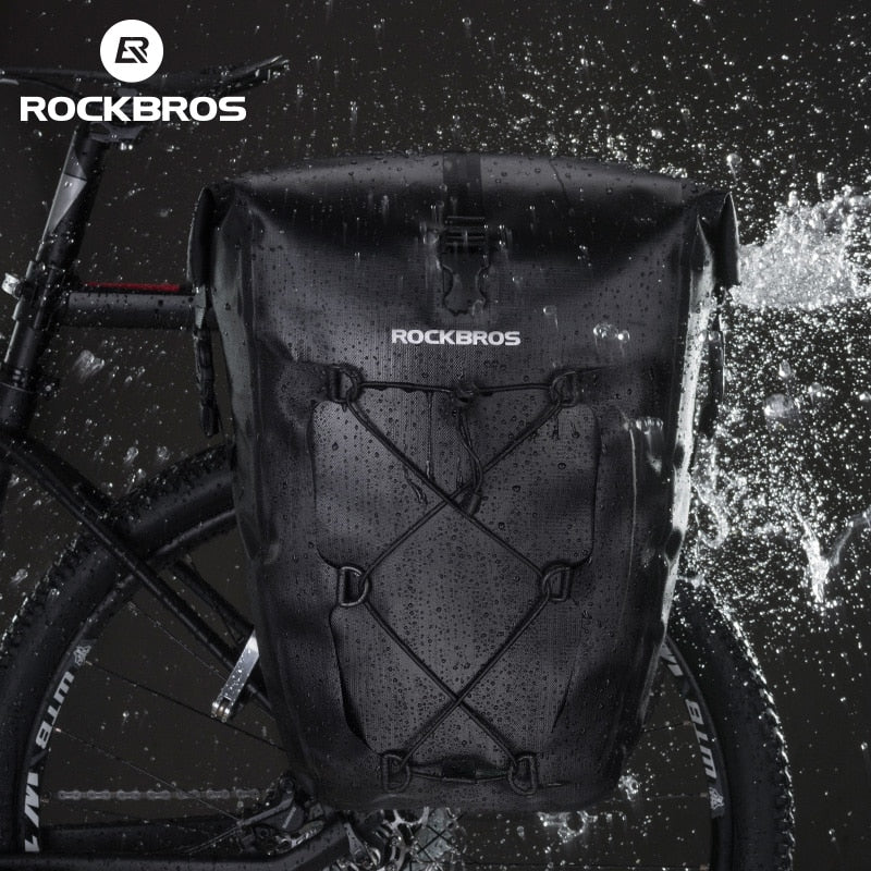 ROCKBROS-bolsa para bicicleta de ciclismo, resistente al agua, bolsa trasera para bicicleta, asiento trasero, bolsas para maletero, alforja, 27L, cesta grande, accesorios para bicicleta MTB