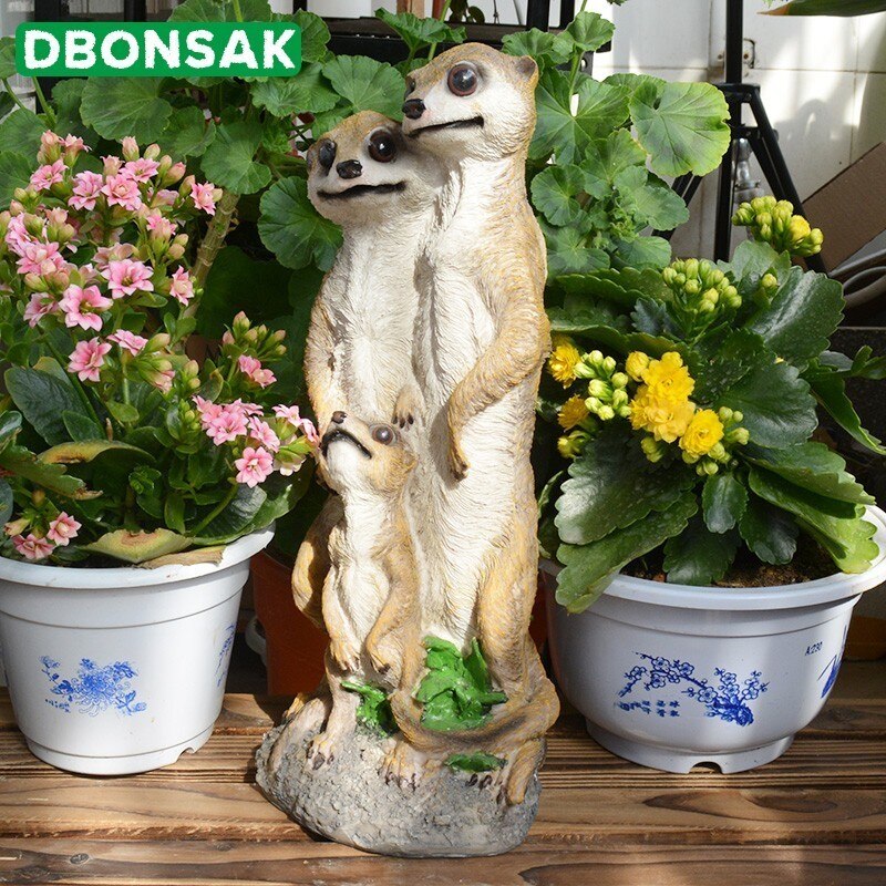 Estatuas artesanales de mangosta de resina para jardín al aire libre, decoración para el hogar, patio, balcón, lindo gato, esculturas de animales, decoración, adornos de parque