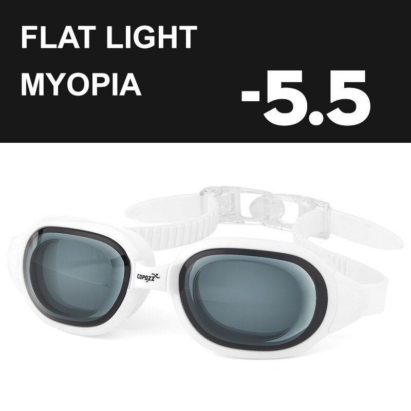 COPOZZ Gafas de natación Miopía 0 -1.5 a -7 Hombres Mujeres Anti niebla Protección UV Gafas de natación impermeables Dioptrías Gafas de natación