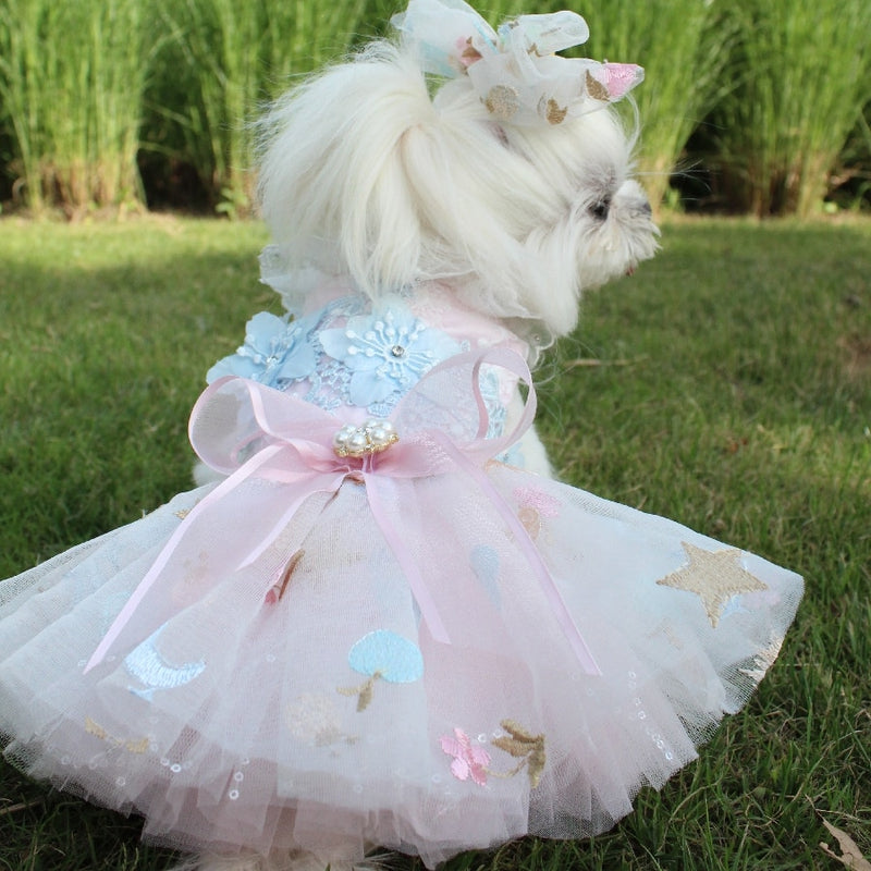 Dog Dress Luxury Dogs Weeding Dress Embroidery Lace Tutu Weeding Skirt Summer Dress Chiwawa Dress For Wedding Party Clothes H8-2