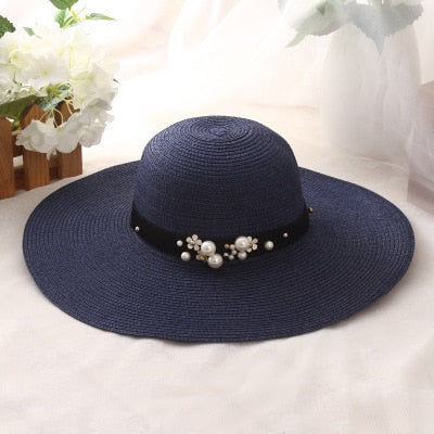 2019 Hot Sale Round Top Raffia Wide Brim Straw Hats Summer Sun Hats for Women With Leisure Beach Hats Lady Flat Gorras