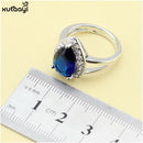 XUTAAYI, conjuntos de joyería de plata de alta calidad, collar/anillos/pendientes/pulsera impecables de zafiro creados en azul para mujer