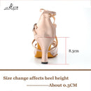 Ladingwu New Brand Satin and Mesh Color Khaki Latin Dance Shoes For Women&