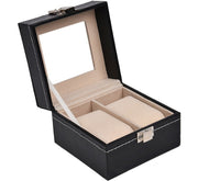 New PU Leather Watch Box Black Men's Watch Storage Box Case With Window Jewelry Women Gift Case Fashion Display Jewelry Box