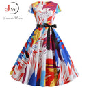 Pumpkin Print Halloween Women 2022 Summer O Neck Short Sleeve Party Robe Femme Elegant Vintage Dresses