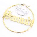 Personalized Women Big Earrings Custom Any Name Jewelry Old English Font Stainless Steel Circle Round Pendientes Mujer Gift