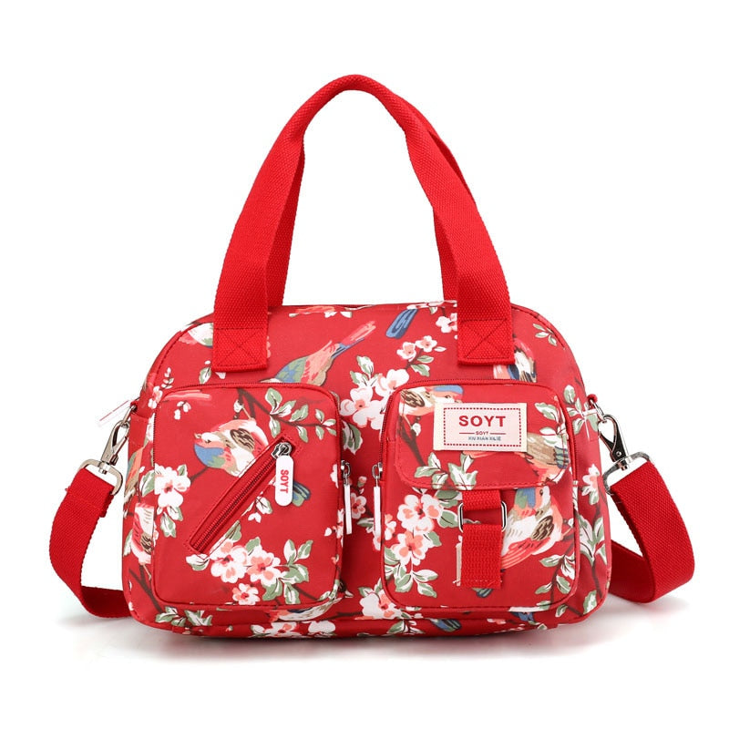 Neue mehrschichtige Nylon-Frauen-Umhängetaschen Mode Einfache Grils Handtaschen Messenger Bags Gedruckte Blumen Umhängetaschen