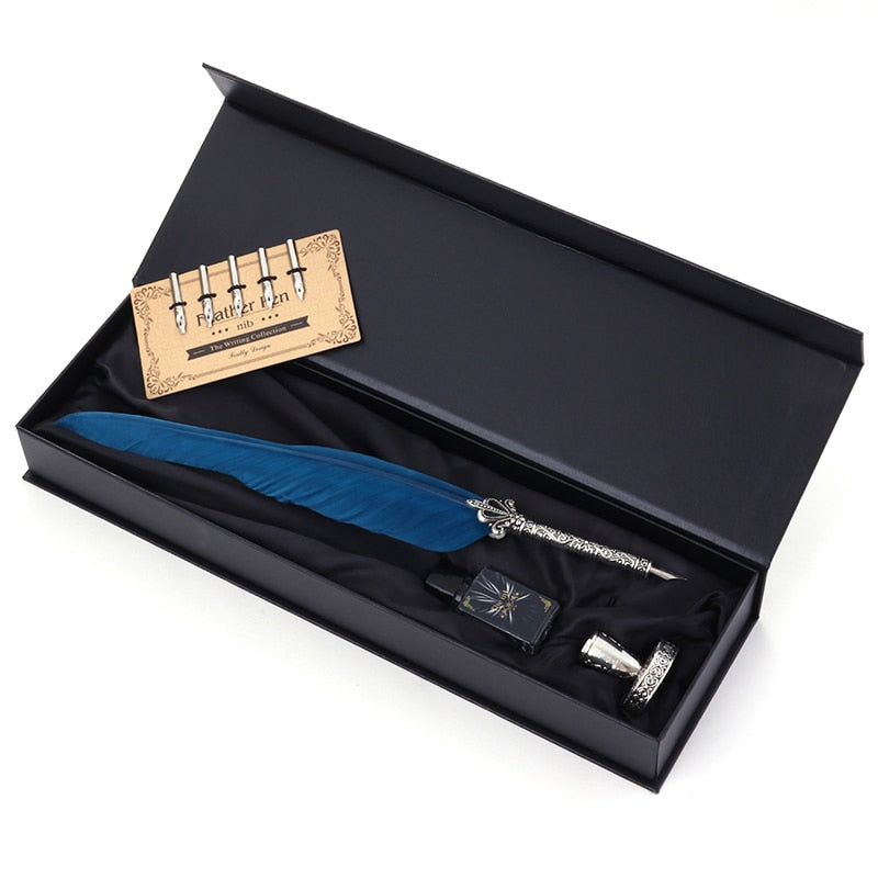 Fountain Pen Suit Vintage Dip Feather Pen Writing Ink Set with Gift Box Stationery Antique Calligraphy Pen Office Supplies Gifts