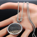 2022 Flower of Life Crystal Stainless Steel Chain Necklace Women Silver Color Bead Long Necklace Jewelry colgante mujer N129S02