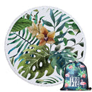 Green Leaves Summer Round Beach Towel Microfiber with Drawstring Backpack Bag Bath Towels Mat Bikini Cover Up With Tassels Soft