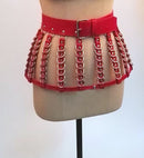 100% Handcrafted Heavy Duty 4 Row Caged Bra PU Leather Women Harness Bondage Chest Lingerie Bra Belt Skirt Harness Waist Belt