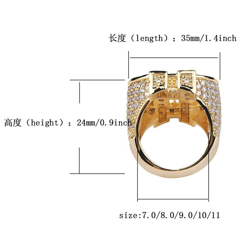 TOPGRILLZ Fashion Rock Iced Out Bling Gold Silver Color US Dollar Sign Rings AAA Cubic Zircon Hip Hop Ring for Men Jewelry