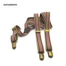 NEW Bronze 3 clip buckle suspenders elastic strap 4 stripes retro women&