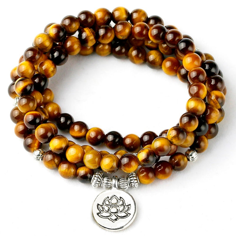 6mm Natural A Grade Tiger Eye Stone 108 Mala Beads Bracelet or Necklace Energy Stone Yoga Mediation For Female Men Male Jewelry