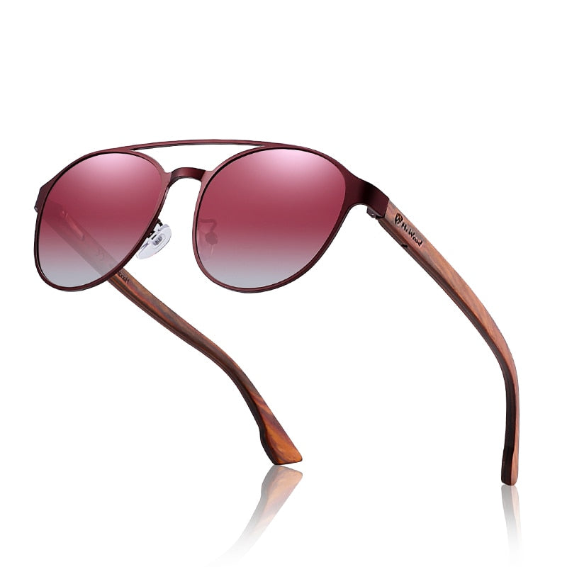 Gafas de sol polarizadas de madera HU, bisagra de resorte de madera, marco de acero inoxidable, gafas de sol para mujer para hombre, lentes con protección UV400 GR8041