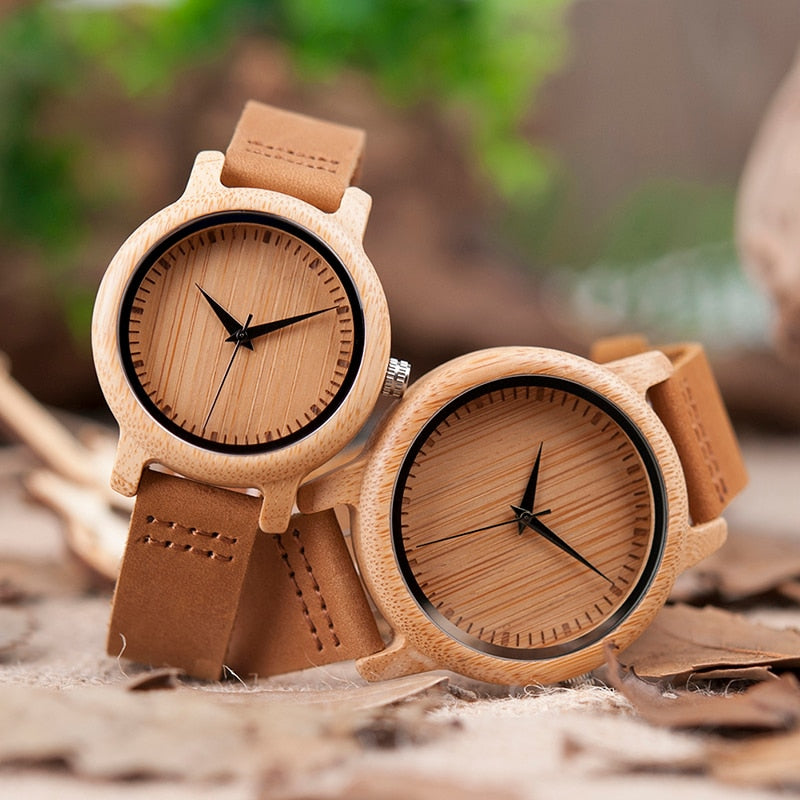 BOBO BIRD Ladies Casual Quartz Watches Natural Bamboo Wristwatch Top Brand Unique Clock For Couple in Gift Box