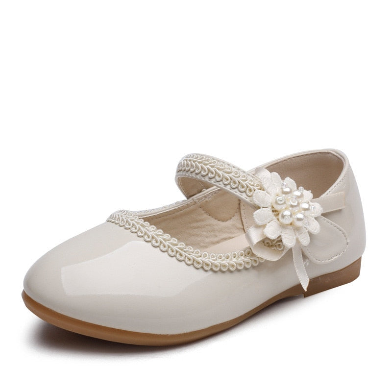 1 2 3 4 5 6 7T New Baby Girls Leather Shoes Flower Kids Shoes Princess Cocktail Party Shoes For Baby Girls Wedding Dress Shoes