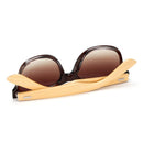 Gafas de sol de bambú de madera polarizada LongKeeper para mujer, diseño de marca para hombre, gafas de sol con brazos de madera reales, lentes de espejo, Gafas de sol