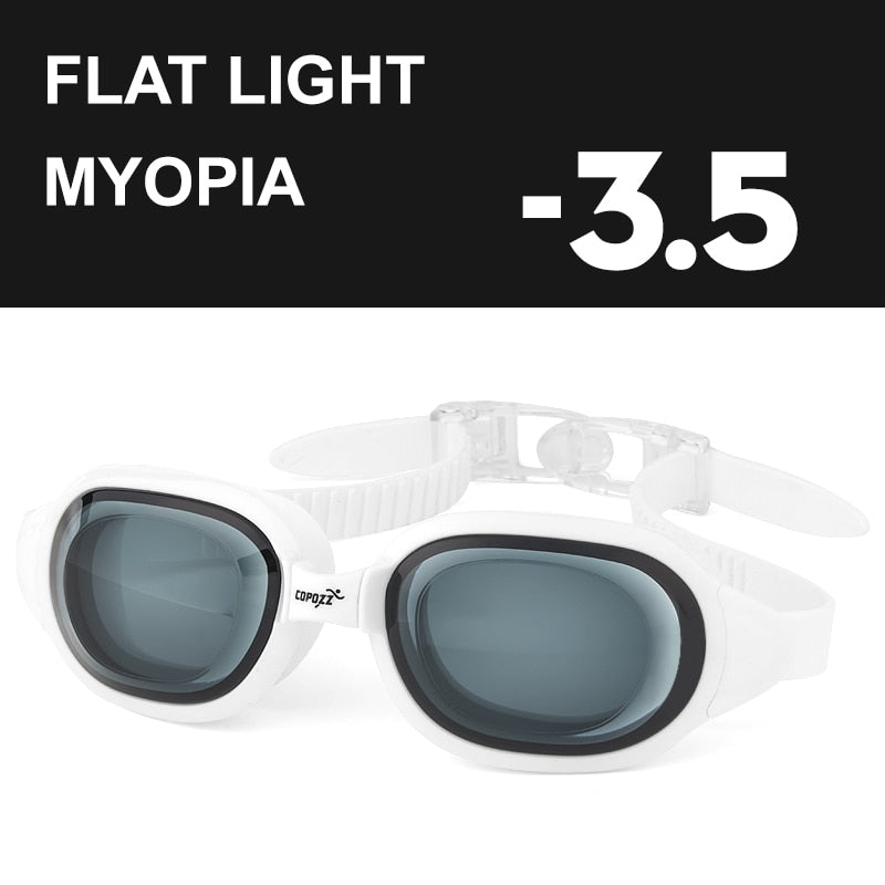 COPOZZ Gafas de natación Miopía 0 -1.5 a -7 Hombres Mujeres Anti niebla Protección UV Gafas de natación impermeables Dioptrías Gafas de natación