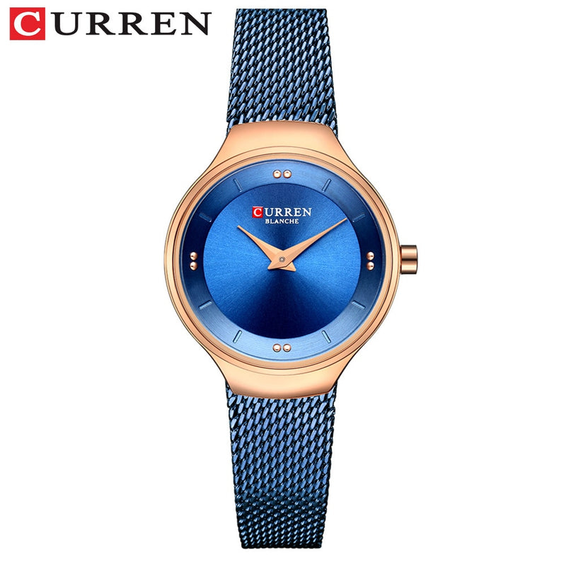 Elegant Women Watches CURREN Fashion Quartz Stainless Steel Mesh Watch Female Simple Wristwatch for Ladies Clock reloj mujer