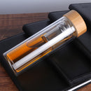 Travel Drinkware Tragbare doppelwandige Teeflasche aus Glas Tee-Ei Glasbecher Edelstahlfilter Der Teefilter