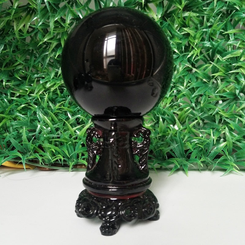 Natural Obsidian Crystal Ball Stone Sphere Home Room Decoration Diviner Circular Wedding Photography Healing Crystals