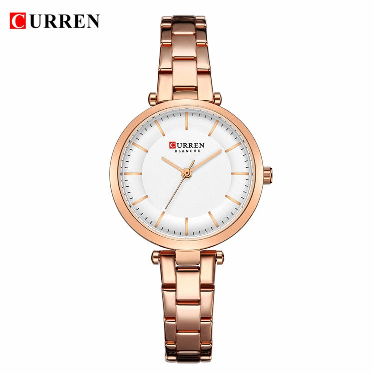 CURREN Women Watches Luxury Metal Bracelet Wristwatch Classy Fashion Quartz Clock Blue Female Stainless Steel Dress Watch