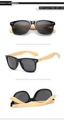 Gafas de sol de bambú de madera polarizada LongKeeper para mujer, diseño de marca para hombre, gafas de sol con brazos de madera reales, lentes de espejo, Gafas de sol