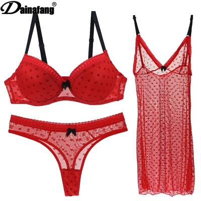 DAINAFANG Marke Dessous 36/80 38/85 40/90 42/95 BC Cup BH und Slip Sexy Kleidung Nachthemd Unterwäsche Sets Höschen für Damen