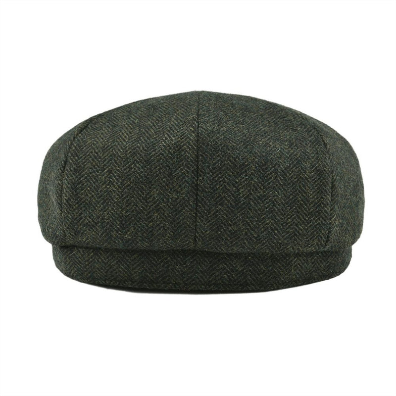 BOTVELA Wool Tweed Newsboy Cap Herringbone Men Women Classic Retro Hat with Soft Lining Driver Cap Black Brown Green 005