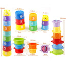 Stack Cup Educational Baby Toys Rainbow Color Figures Folding Tower Funny Puzzle Piles Stacking Cup Letter Toy Kids Water Toys