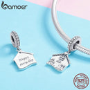 BAMOER Authentic 100% 925 Sterling Silver Sweet Home Pendant House Shape Charms fit for Women Bracelets DIY Jewelry Gift SCC913