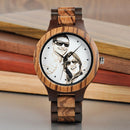 BOBO BIRD Personal Photo Print Logotipo personalizado Reloj de madera con caja de regalo Relogio Feminino Masculino Unque Creative Cool Stlye