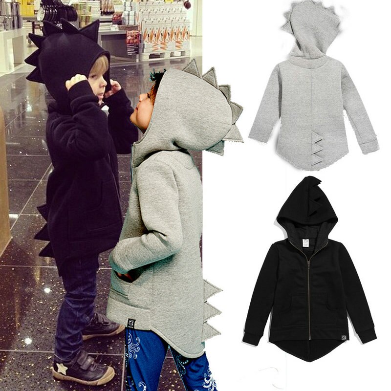 Hooded Baby Boys Girls Coat 2-7 Years Cotton 3D Dinosaur Sweatshirt Kids Children Outwear In Spring Autumn KF709