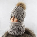 Gorro con bufanda para mujer, gorro de lana cálido en el interior, gorro de invierno para niñas, gorro con pompón de piel de visón Real, gorros de punto para mujer, 2021