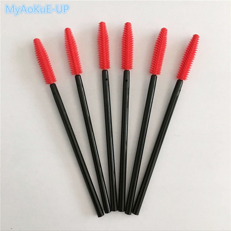 200 pcs/lot Silicone Eyelashes Brushes Mix Colors Disposable Mascara Wands Lashes Makeup Brushes For Eyelash Extension