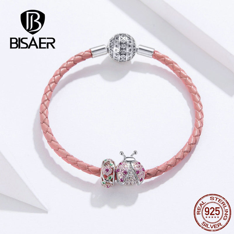 2021 Women Bracelets BISAER 925 Sterling Silver Ladybug Red Rope Silver Bracelets For Women Sterling Silver Jewelry ECB823