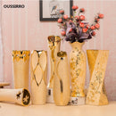 Luxury Europe Gold-Plated Ceramic Vase Home Decor Creative Design Porcelain Decorative Flower Vase For Wedding Decoration