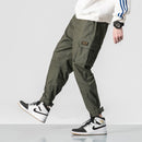 2022 Men Multi-pocket Elastic Waist Design Harem Pant Street Punk Hip Hop Red Casual Trousers Joggers Male Army Cargo Pants 5XL