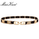 Luxury Metal Elastic Fabric Belts For A Dress High Fashion Geometrical Lines Female Belt Punk Ceinture Elegant Women&